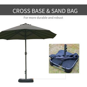 Ombrellone da Giardino Rettangolare 2,5m a Doppia Faccia Grigio Scuro in Poliestere con Base a Manovella Facile per Terrazza e Piscina - Product Image 6