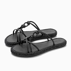 Sandalias Planas de Cuero con Tiras para Mujer, Diseño OEM ODM, Suela Transpirable de Goma y Yute Trenzado, Punta Abierta, Calzado de Primavera/Verano, Hecho en BD - Product Image 4