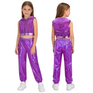 Traje <span class=keywords><strong>de</strong></span> Baile <span class=keywords><strong>de</strong></span> Salón para Niñas <span class=keywords><strong>de</strong></span> 6 a 16 Años, Hip-Hop, Jazz, Top Corto con Capucha y Pantalón Metálico, para <span class=keywords><strong>Clases</strong></span> <span class=keywords><strong>de</strong></span> Baile, Espectáculos - Product Image 5