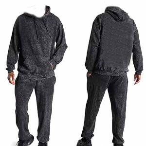 Conjunto de Sudadera con Capucha y Pantalones Deportivos de Algodón Lavado al Ácido, Personalizado, de 2 Piezas, Estilo Vintage para Hombre - Product Image 1