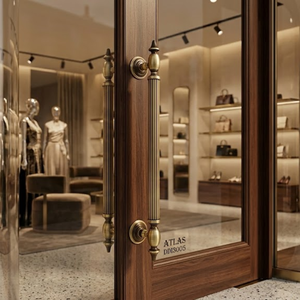 Poignée de porte cannelée en laiton massif Atlas |   Poignée de porte d'entrée d'hôtel moderne et durable |   Quincaillerie décorative pour portes architecturales - Product Image 5