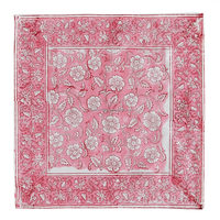 Nappe carrée moderne en coton de haute qualité, imprimé floral indien, écologique, réutilisable, personnalisable, avec ensemble de 6 serviettes roses