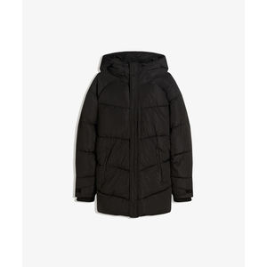 Veste d'hiver longue et chaude en duvet noir personnalisée pour femmes, parka à capuche isolée, streetwear tendance, vente en gros, OEM - Product Image 1