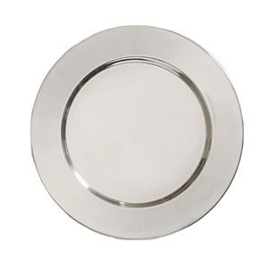 Assiette de présentation en métal argenté poli miroir, réutilisable, compatible lave-vaisselle, haute qualité, pour la table. - Product Image 1