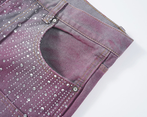 Shorts en jean vintage pour homme avec strass et croix, 100 % coton, style streetwear, pour l'été et les tenues décontractées - Product Image 5