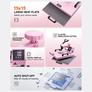 Pressa a Caldo 15x15 Pollici per T-shirt, Macchina per Trasferimento a Caldo 8 in 1, Pressa per Tumbler 6 in 1, Girevole a 360°, Capacità 30 oz - Product Image 6