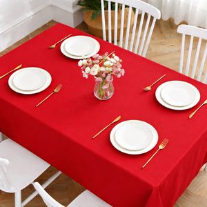 Mantel Rectangular Rojo Sólido 100% Algodón, Lavable, para Mesa de Comedor, para Hotel, Restaurante, Bodas y Uso Doméstico - Product Image 2