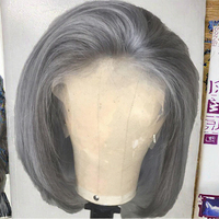 CDYHAIRVN Perruques frontales brésiliennes cheveux humains Offre Spéciale gris droit Bob Double dessiné Transparent HD Full Lace Front perruques