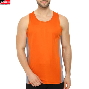 INDEX Men's <b>Orange</b> Sleeveless <b>Tank</b> <b>Top</b> O-Neck Solid Color Knitted Quick Dry Sporty Fit Gym Wear Polyester Athletic Vest - Product Image 6