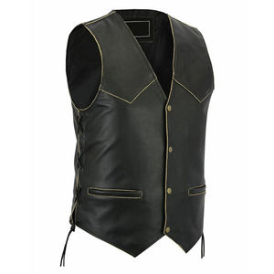 Men's Plus Size Leather Motorcycle Riding Vest-Waterproof Windproof Racing Safety Gear 2026 <b>Model</b> Made in Pakistan - Product Image 3