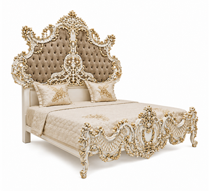 Elegant Heavy Handcrafted <b>Teak</b> Wood Bed with Side <b>Table</b> Set Victorian Style Luxury King Size Bed Matching <b>Bedside</b> <b>Tables</b> USA - Product Image 3