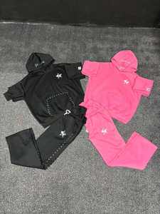 Chándal de mujer de 480GSM de alto gramaje con pedrería, estampado personalizado, sudadera con doble cintura, para gimnasio, al por mayor - Product Image 3