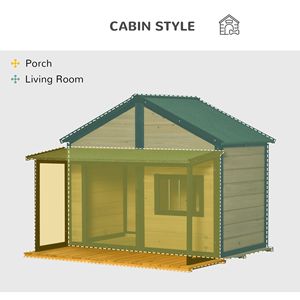Casa per cani all'aperto in legno giallo con portico e tetto in asfalto per animali domestici di medie e grandi dimensioni mobili per animali domestici - Product Image 4