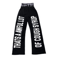 Pantalon large décontracté pour homme, taille mi-haute avec cordon de serrage, en toile délavée à l'acide noir, style streetwear éco-responsable, motif 'That's Awful Lot Cough Syrup'