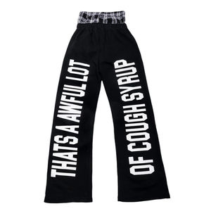Pantalon large décontracté pour homme, taille mi-haute avec cordon de serrage, en toile délavée à l'acide noir, style streetwear éco-responsable, motif 'That's Awful Lot Cough Syrup' - Product Image 5