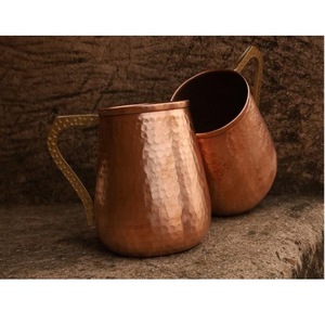 Mug Moscow Mule classique en cuivre pur martelé fait main réutilisable avec poignée pour la maison et la restauration ILAHI's From Uttar - Product Image 2