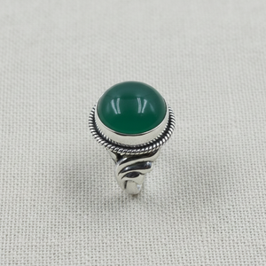 Green Onyx <b>Ring</b> 925 Sterling Silver Handmade Vintage Boho Tribal Statement <b>Ring</b> Round Cabochon Gemstone Jewelry - Product Image 4