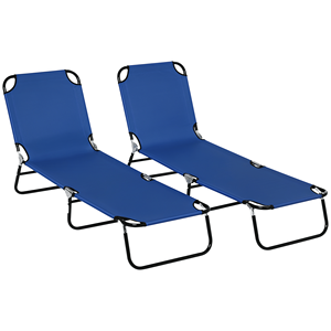 Set di 2 Sdraio Pieghevoli da Piscina con Schienale Reclinabile a 5 Livelli, Lettini Prendisole da Esterno con Telaio in Acciaio per Spiaggia e Giardino - Product Image 1