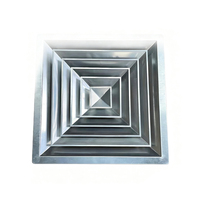 Diffuseur de plafond carré 4 voies en acier inoxydable pour système de ventilation, sortie d'air CVC, directement de l'usine