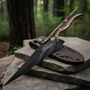 Cuchillo utilitario Drop Point con hoja de acero, mango de madera, grosor de 0.5 mm y longitud total de 6.7 pulgadas - Product Image 6