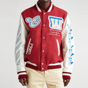 OEM Custom Leather Sleeve Cropped <b>Baseball</b> <b>Jacket</b> Plus Size Chain Chenille Embroidery Vintage Letterman Varsity <b>Jacket</b> <b>for</b> <b>Men</b> - Product Image 1