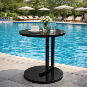 Mesa de Centro Metálica Minimalista y Duradera con Base de Pedestal Central, Mesa de Acento Moderna para Patio, Balcón, Cafetería, Salón, Modelo Metal Drake - Product Image 2