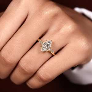 Bague de fiançailles en or massif 10k 14k 18k, or rose, argent, avec diamant de laboratoire taille marquise hollandaise 2 carats VVS2 - Product Image 4