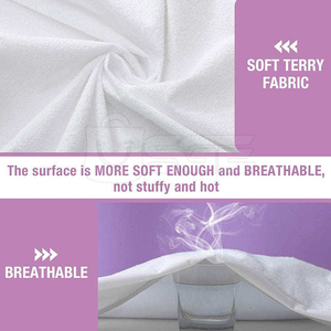 Hotel Quality Terry Mattress Protector <b>Bed</b> Mat Made with Breathable Polyester Terry Fabric Knitted Durable Waterproof Backing - Product Image 5