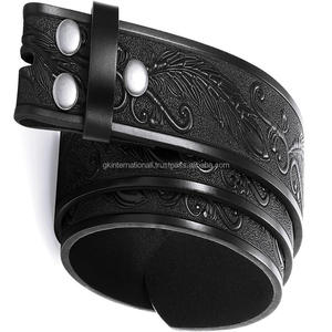 Classic Style Western Leather Tooling <b>Belt</b> <b>Strap</b> for Unisex Vintage Hand Carving Tooled Leather <b>Belt</b> for Cowboy with Snap Button - Product Image 2