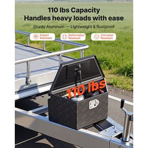 Boîte à outils robuste en aluminium pour remorque, 26'' x 13'' x 12'', avec clés, pour rangement utilitaire et organisation - Product Image 3