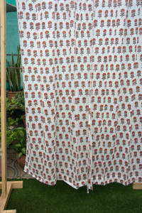 Rideau en coton imprimé à la main motif floral, draperie de fenêtre indienne faite à la main, panneau de rideau de décoration intérieure style bohème pour salon - Product Image 5