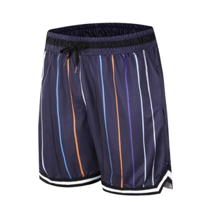 Men's Striped Basketball Shorts Moisture Wicking Quick Dry Drawstring Closure Summer Breathable Regular Fit Adult Polyester - Product Image 3
