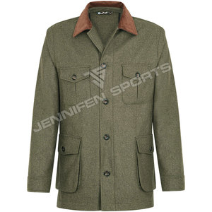 Abrigo Largo con Capucha para Hombre, Estilo Caza, 100% Lana con Forro de Piel, Chaqueta para Exteriores con Múltiples Bolsillos, Venta al Por Mayor - Product Image 1