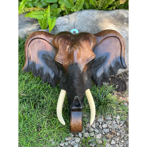 Hand Carved <b>Wood</b> Elephant Head Wall Decor Lanna Artisan High Quality Craftsmanship Created By Skilled Lanna - Product Image 5