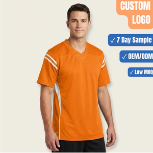 Camiseta de Fútbol Personalizada Naranja y Blanca con Cuello en V, Camiseta Deportiva, Fabricante Mayorista para Equipos - Product Image 1