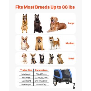 Rimorchio per Bicicletta per Cani, Capacità 88 Libbre, Pieghevole e a Sgancio Rapido, Marca [Nome del Marchio] - Product Image 3