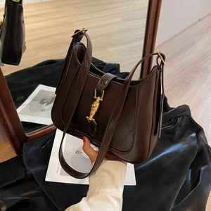 Sac bandoulière antivol en cuir PU marron avec sangle amovible, fermeture éclair, style minimaliste pour femmes - Product Image 1