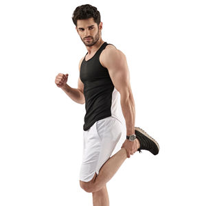 Débardeur de sport personnalisé pour homme, noir uni, sans couture, en spandex et maille, sous-vêtement respirant tricoté imprimé, taille XL - Product Image 6