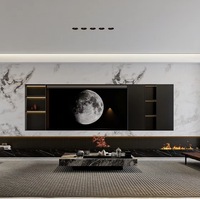 Console TV moderne haut de gamme en bois clair écologique avec meuble de rangement intégré pour salons, appartements, hôtels – Convient aux téléviseurs de 65 pouces et plus