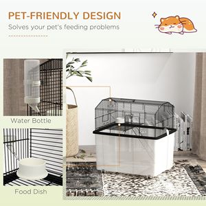 Gabbia per criceti a 2 livelli da 22 pollici, extra profonda con base da 14 pollici, rampa, borraccia, ciotola per cibo, ruote, nera, ideale per gerbilli - Product Image 6