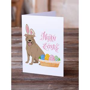 Whimsical A7 Size 5x7 Blank Note <b>Cards</b> <b>Pack</b> of 8 <b>Easter</b> Greeting <b>Cards</b> with Envelopes Featuring Fawn Pit Bull Terrier - Product Image 2