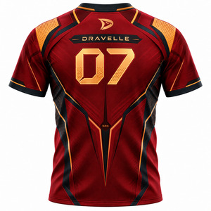 เสื้อแข่งอีสปอร์ตสีแดงเข้ม สีเบอร์กันดี โกลด์ ซับลิเมชั่น วีเนค ชุดทีมเกมมิ่ง ผู้เล่นหมายเลข 07 ชาย - Product Image 3