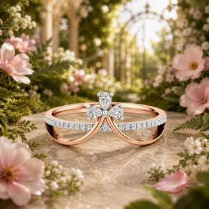 Anillo de lujo elegante con flor de oro rosa cultivada en laboratorio para mujer, joyería de moda nupcial de lujo, oro de 10K, 14K, 18K, plata 925, 935 - Product Image 1