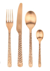 High Quality 18/10 Stainless Steel Portuguese Cutlery Set of 4 Pcs Matte Gold ,Stainless Steel Flatware Sets for Camping - Product Image 3