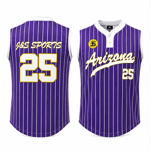 Camisetas de Béisbol y Sóftbol Sublimadas Personalizadas 2026, 100% Poliéster, Transpirables, de Secado Rápido, Tallas Grandes, Sin Mangas, con 2 Botones, para Equipo - Product Image 4