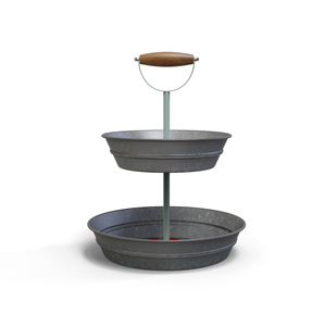 Support à gâteau rond en métal à deux niveaux, plateau de service cylindrique vert - Product Image 5