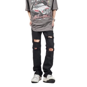 กางเกงยีนส์ทรงดินสอเอวสูงสำหรับผู้ชายไซส์ใหญ่ ผ้าฝ้าย 100% น้ำหนักเบา ระบายอากาศได้ดี เหมาะสำหรับฤดูหนาว รับผลิตตามแบบ OEM สินค้ามาใหม่ - Product Image 2