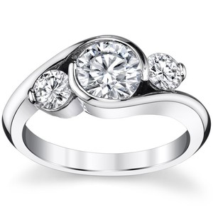 Bague en moissanite taille ronde en argent sterling 925 plaqué or blanc, bague de fiançailles, de mariage, de promesse, solitaire, bijou élégant - Product Image 4