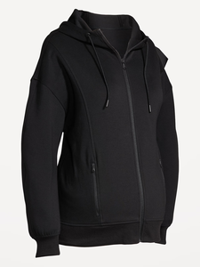Sweat-shirt à capuche zippé noir pour homme, coupe classique, couleur unie, décontracté, en molleton bouclette 100 % polyester respirant, idéal pour l'automne - Product Image 1