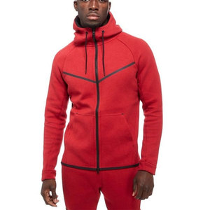 Ensemble de survêtement rouge à capuche pour homme, coupe régulière, manches longues, avec fermeture éclair et poches latérales, idéal pour l'automne - Product Image 5